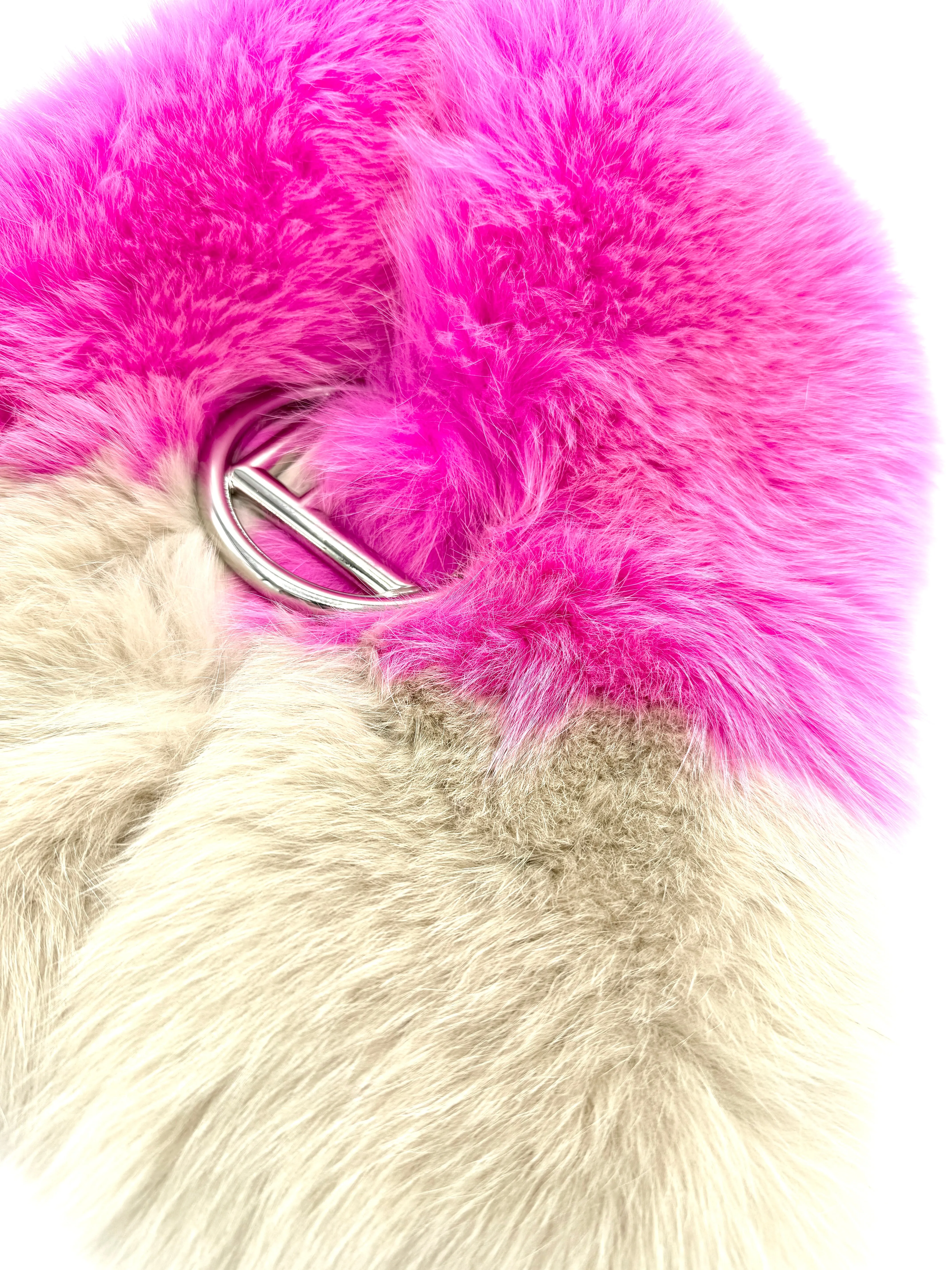 Pink-Beige Fox Fur Scarf