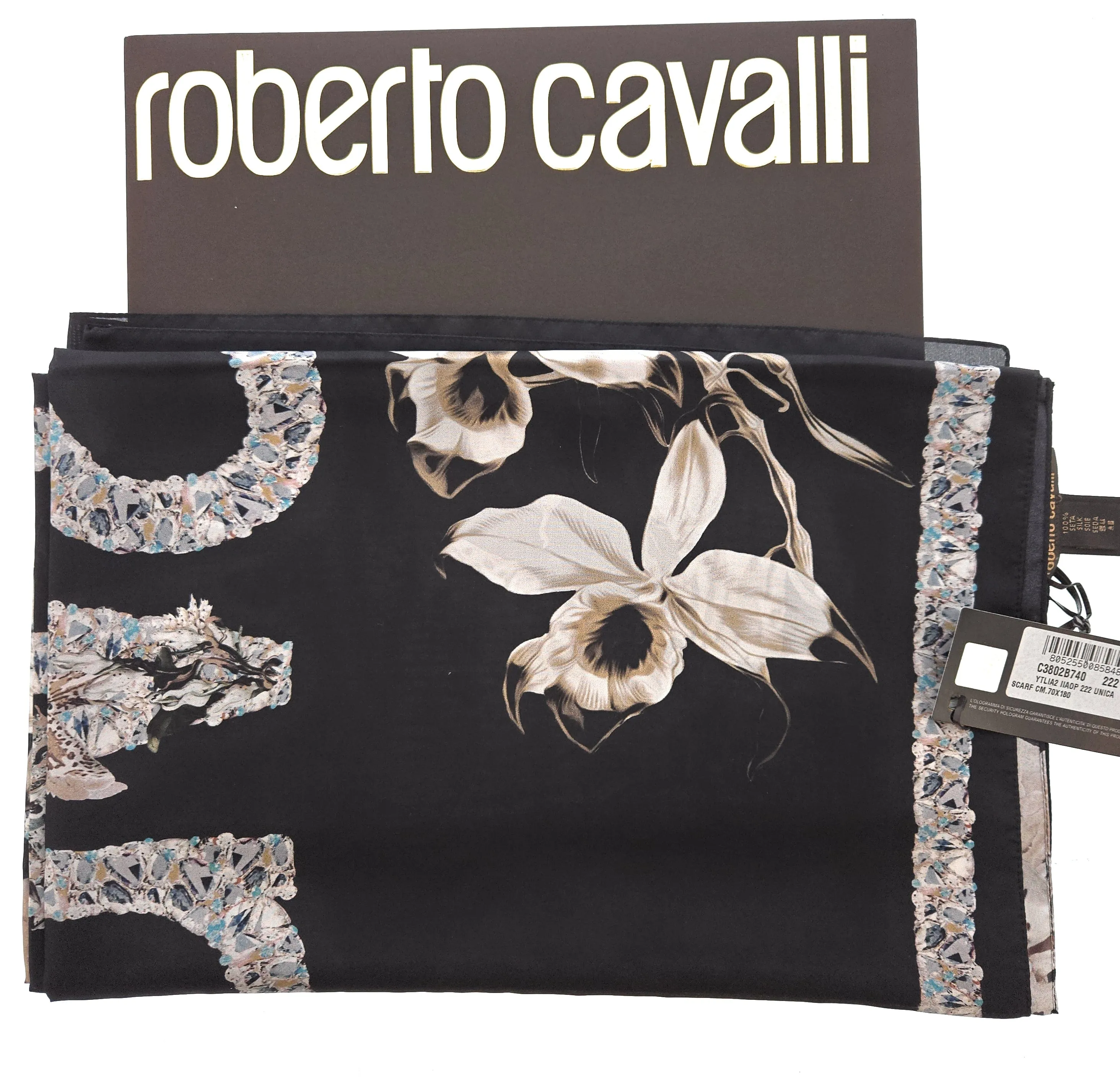 Roberto Cavalli brown /beige Silk  Scarf