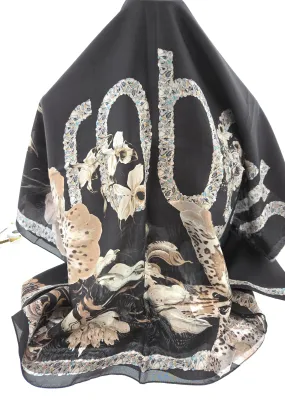 Roberto Cavalli brown /beige Silk  Scarf