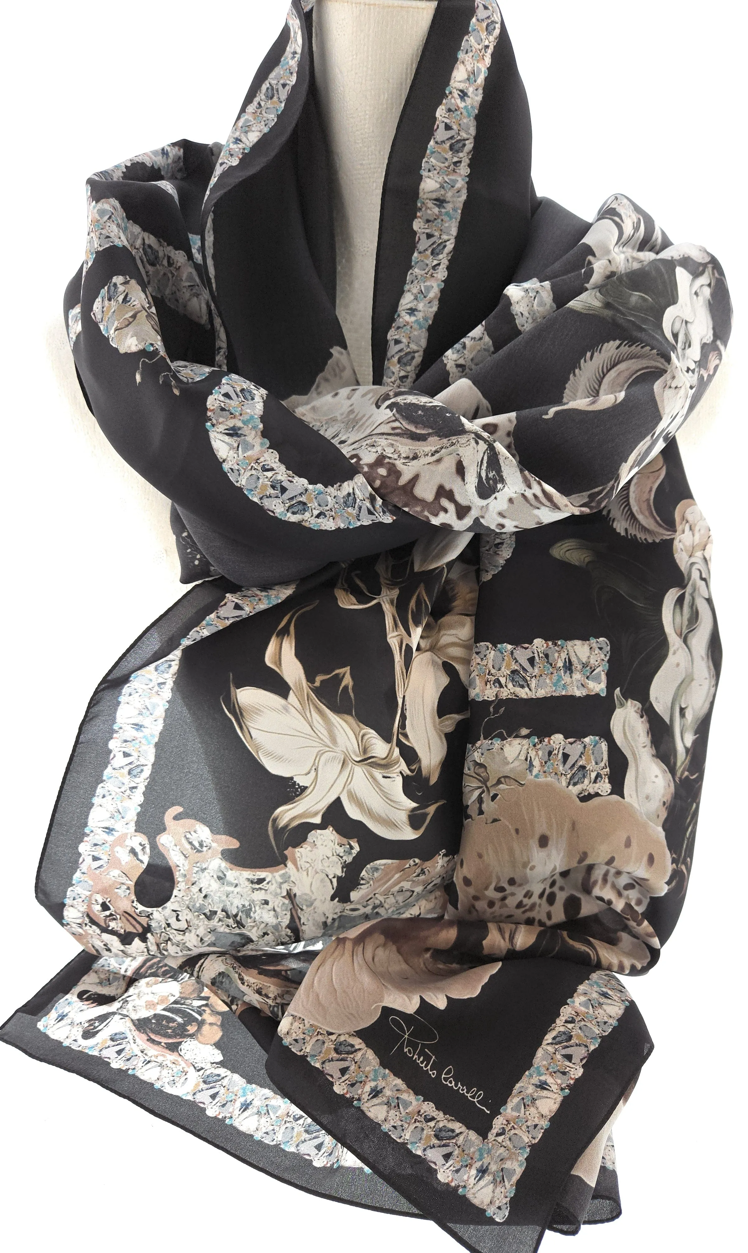 Roberto Cavalli brown /beige Silk  Scarf