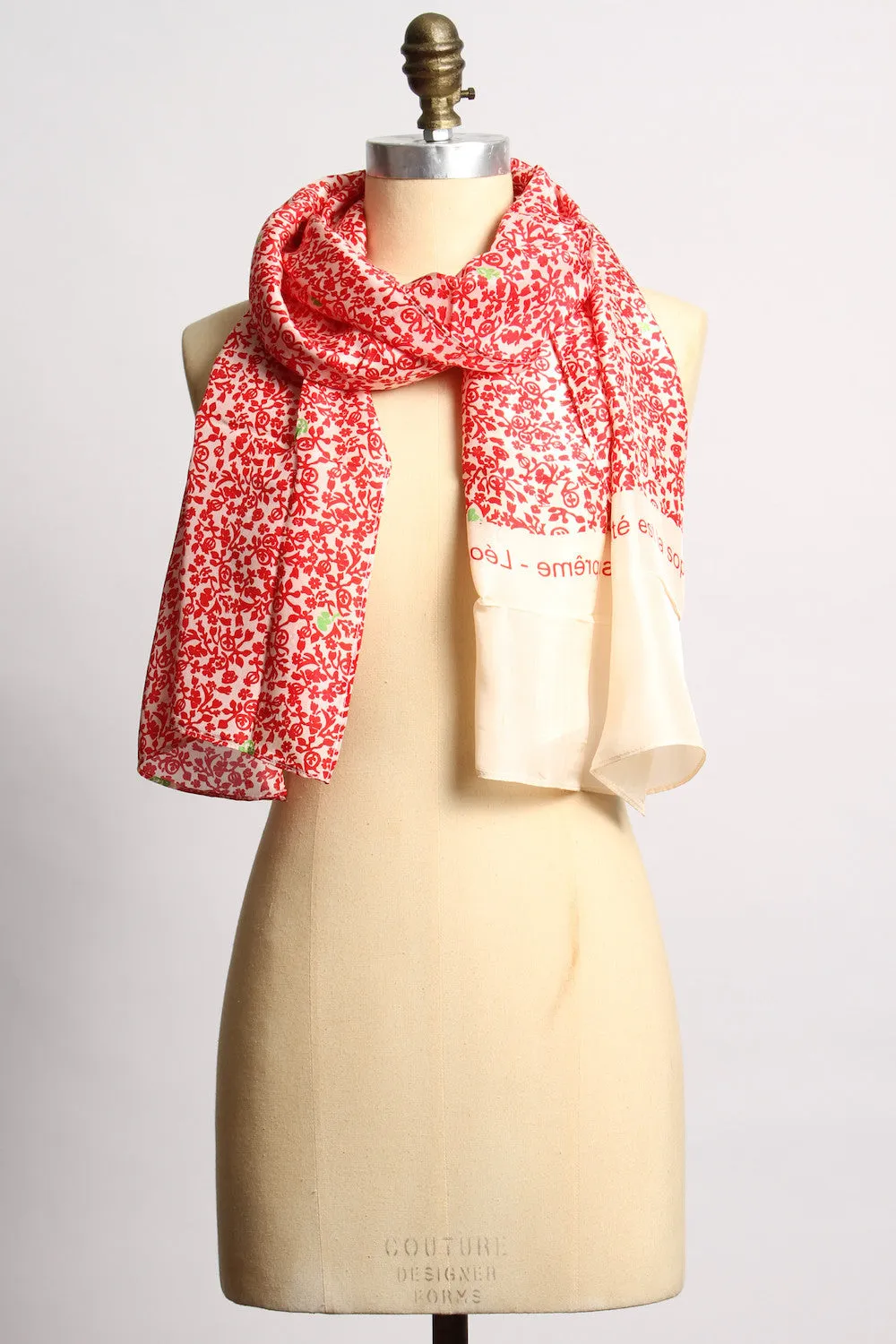 Silk Floral Red Scarf