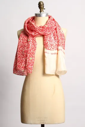 Silk Floral Red Scarf