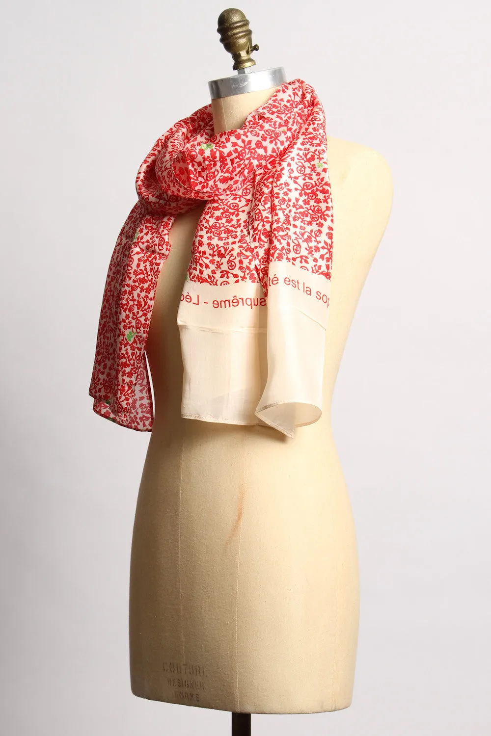 Silk Floral Red Scarf