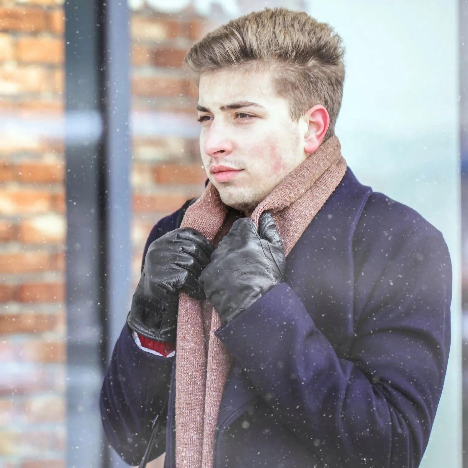 Unisex Leather Winter Warm Gloves