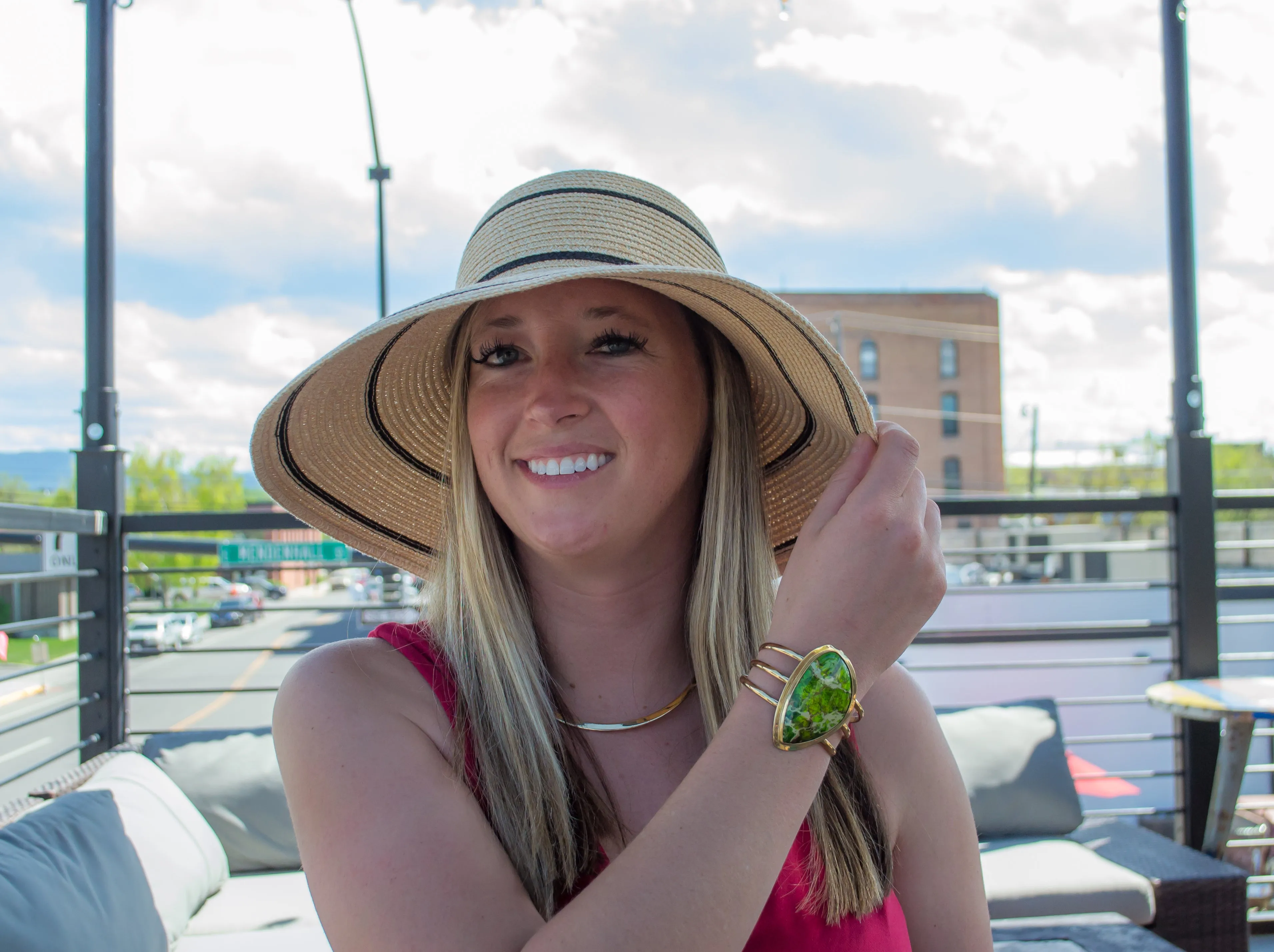 Wallaroo Hat Company - Savannah Brim Hat in Camel/Black Stripes