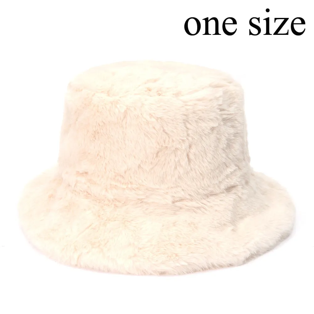 Winter Cow Leopard Faux Fur Fluffy Bucket Hats Women Outdoor Warm Sun Hat Soft Velvet Furly Fisherman Cap Lady Fashion Panama