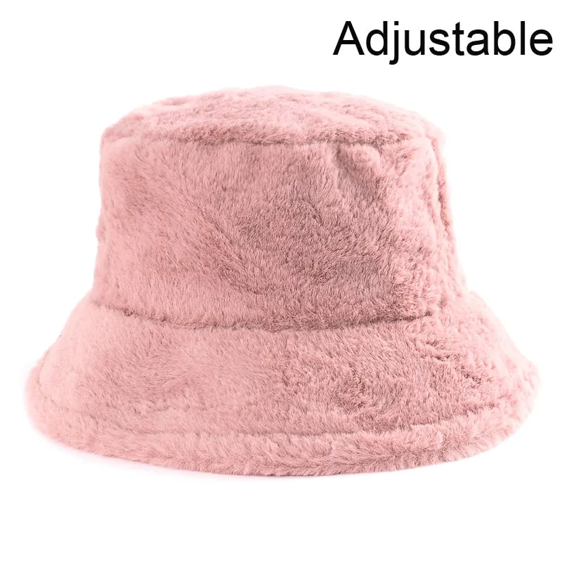 Winter Cow Leopard Faux Fur Fluffy Bucket Hats Women Outdoor Warm Sun Hat Soft Velvet Furly Fisherman Cap Lady Fashion Panama
