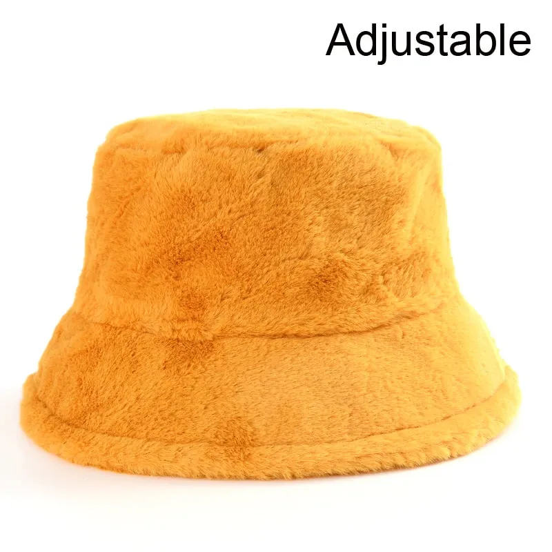 Winter Cow Leopard Faux Fur Fluffy Bucket Hats Women Outdoor Warm Sun Hat Soft Velvet Furly Fisherman Cap Lady Fashion Panama