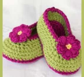 Woolen Soft Sole Green Booties For Kids